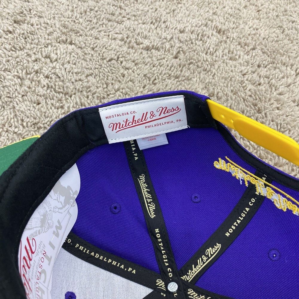LA Lakers Hat Mitchell & Ness Snapback Purple Gold Arch Block Diamond Patch Cap - Picture 5 of 7